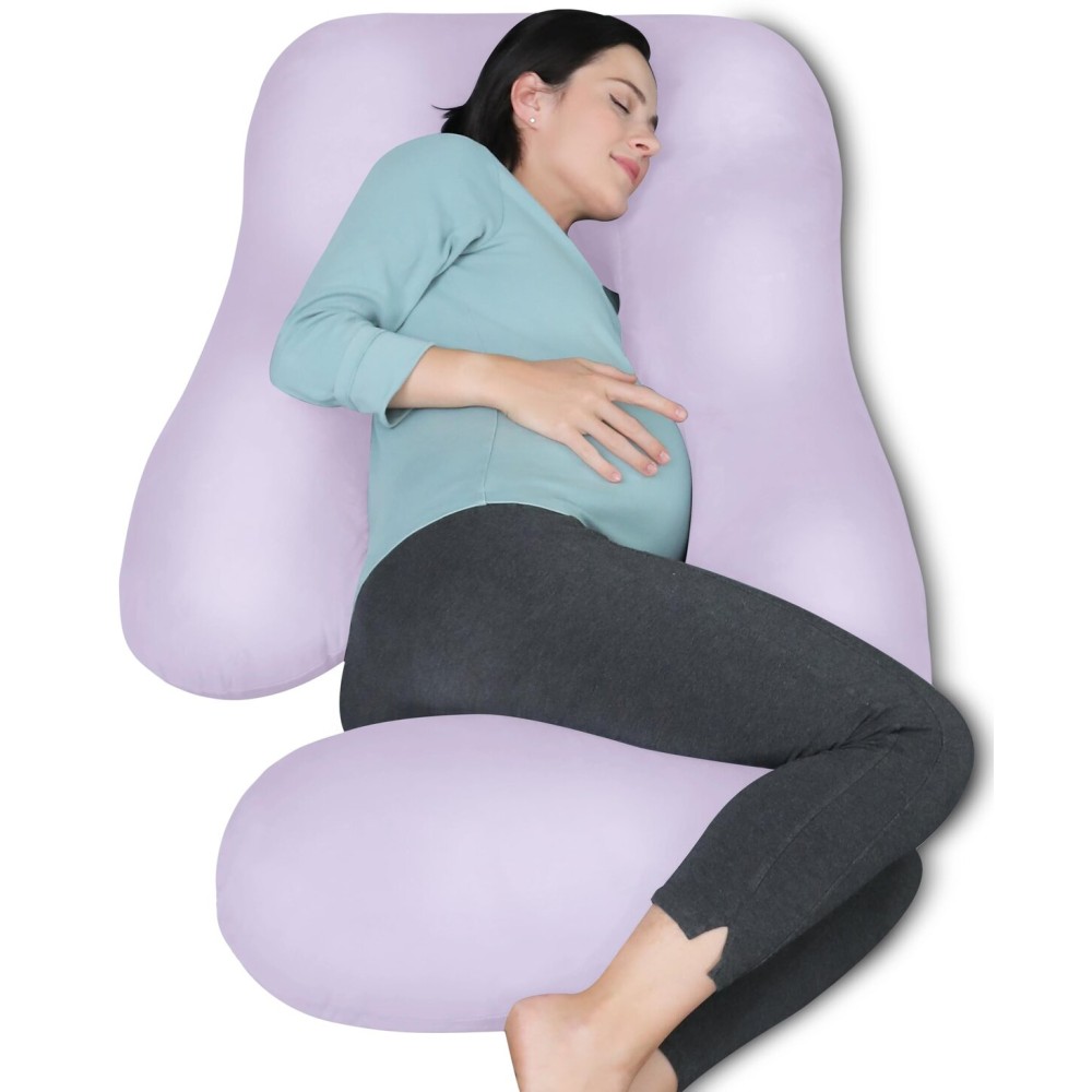 MOON PARK Pregnancy Pillows for Sleeping - U Shaped Full Body Maternity Pillow with Removable Cover - Support for Back, Legs, Belly, HIPS - 65 Inch - Purple