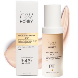 Hey Honey Trick and Treat CC Cream SPF 46 | Active Moisturizing Color Correcting Cream with Honey & Propolis | Best Cover For Rosacea, Skin Redness & Mature Skin | Cruelty-Free | 1 oz (Fair Tone)