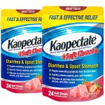 Kaopectate Strawberry Soft Chews 24 Count - Diarrhea Medication for Adults with Bismuth Subsalicylate, Anti-Diarrhea Medicine for Stomach Relief (Pack of 2)