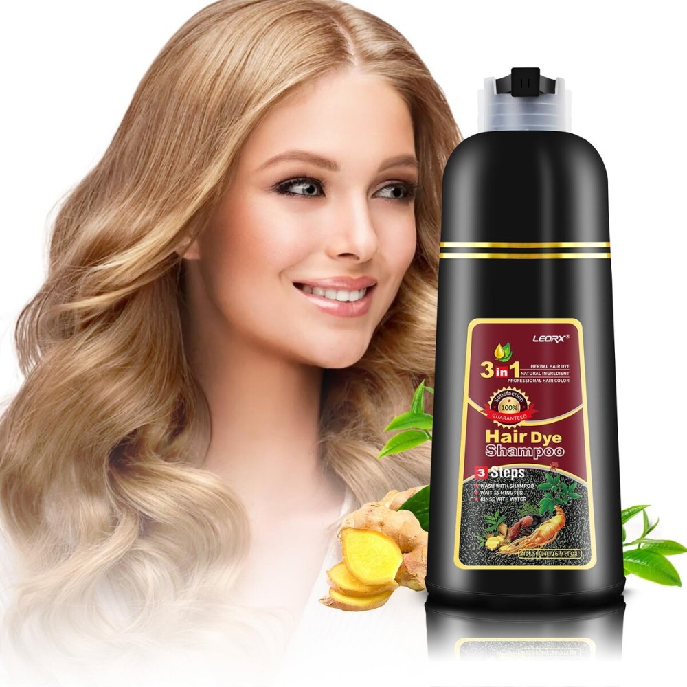 leorx Hair Dye shampoo, 3 In 1 Blonde Brown Color Shampoo Hair Dye For Refresh Hair Instant Herbal Coloring Shampoo For Women&Men - Tintes Para El Cabello Profesional