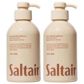 Saltair Body Wash, Salt Water Vanilla 2-Pack. Moisturizing Body Cleanser with Monoi Oil and Cupuacu Butter. Luxury Shower Gel for Women and Men. Vegan, Cruelty-Free, Paraben-Free. 2x 17oz Pump Bottles