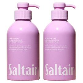 Saltair Body Wash, Island Orchid 2-Pack. Moisturizing Body Cleanser with Monoi Oil and Cupuacu Butter. Luxury Shower Gel for Women and Men. Vegan, Cruelty-Free, Paraben-Free. 2x 17oz Pump Bottles