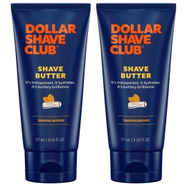 Dollar Shave Club | Shave Butter 6 ounce (2 Pack) Sandalwood | Translucent Shaving Cream for Sensitive Skin