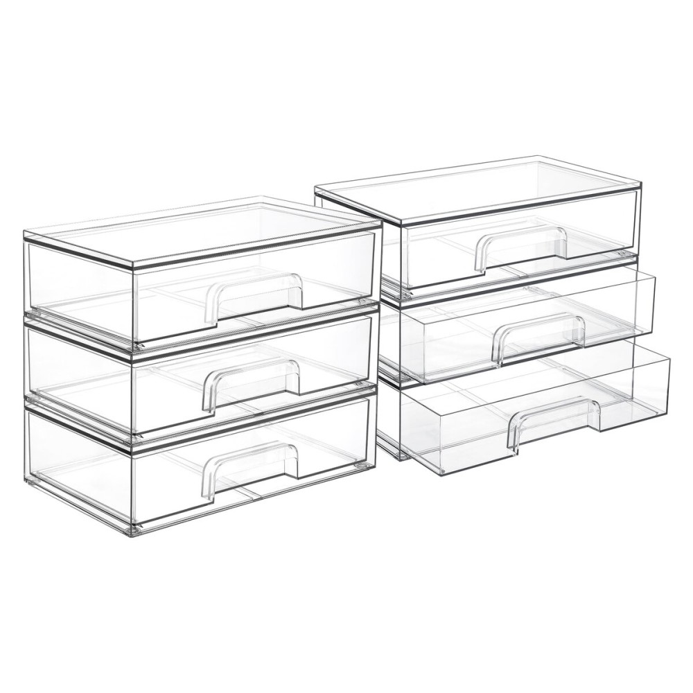 Vtopmart 12.1\'\'W Clear Stackable Storage Drawers,6 Pack Acrylic Plastic Organizers Bins for Makeup Palettes, Cosmetics, and Beauty Supplies,Ideal for Vanity, Bathroom,Cabinet,Desk Organization