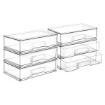 Vtopmart 12.1\'\'W Clear Stackable Storage Drawers,6 Pack Acrylic Plastic Organizers Bins for Makeup Palettes, Cosmetics, and Beauty Supplies,Ideal for Vanity, Bathroom,Cabinet,Desk Organization