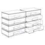 Vtopmart 12.1\'\'W Clear Stackable Storage Drawers,8 Pack Acrylic Plastic Organizers Bins for Makeup Palettes, Cosmetics and Beauty Supplies,Ideal for Vanity, Bathroom,Cabinet,Desk Organization
