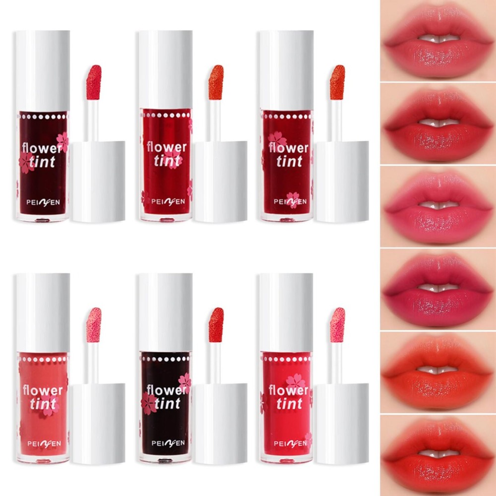 6 Colors Lip Tint Stain Set, Korean Velvet Watery Lip Stain Mini Liquid Lipstick, Moisturizing Natural Long lasting Non-Stick Cup Waterproof Multi-use Lip and Cheek Tint, Vivid Color Makeup (Set A)