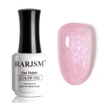 RARJSM Nude Rose Pink Glitter Gel Nail Polish Green Big Rainbow Iridescent Flakes Finish Shimmer Gelpolish 15ml Soak Off Nuded Skin Tone Color Home Salon French Manicure Varnish Curing Requires