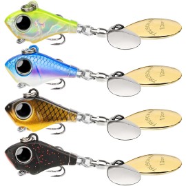 TRUSCEND Wide Search Cover Vibe Tail Spinner, Easy Catch Fishing Lures with Vibrating, Swimming, Jigging Action, BKK Super Slide Sharp Hook, Accurate Long Cast Fishing Spinner for Bass, Trout 1/2oz