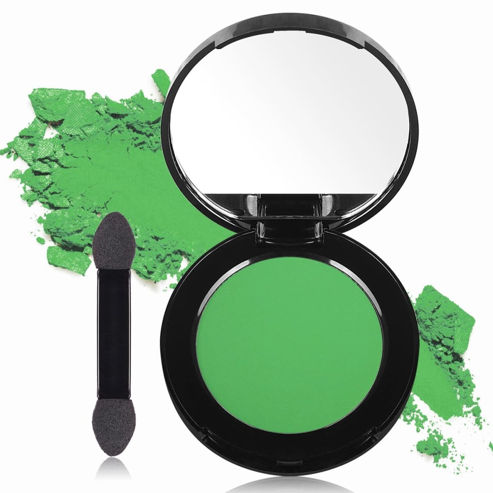 MEICOLY Light Green Eyeshadow with Mirror,Stocking Stuffers for Women,Forest Green Matte Eye Shadow Palette for Christmas Wicked Witch Elphaba Makeup,Pressed Powder Eyeshadow,Eye Makeup Eyelid Color