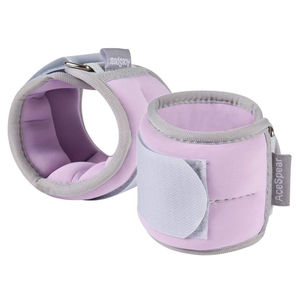 AceSpear Ankle Weights Sets for Men Women Kids 1lb 2lb 3lb 4lb 5lb Leg Weights Arm Wrist Weights Gym for Foot Exercise Training Workout Walking Jogging Yoga (Lavender/Stone, 2 lbs x 2)