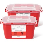 Alcedo Sharps Container for Home and Professional Use 1 Gallon (2-Pack), Biohazard Needle and Syringe Disposal, Medical Grade
