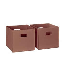 RiverRidge Kids 2pc Fabric Collapsible Storage Cube Organizers with Handles for Playroom Organization - Terracotta