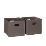 RiverRidge Kids 2pc Fabric Collapsible Storage Cube Organizers with Handles for Playroom Organization - Brown