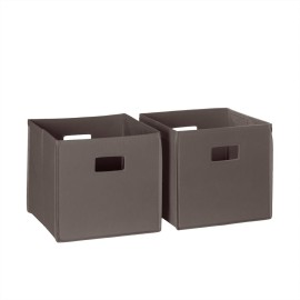 RiverRidge Kids 2pc Fabric Collapsible Storage Cube Organizers with Handles for Playroom Organization - Brown