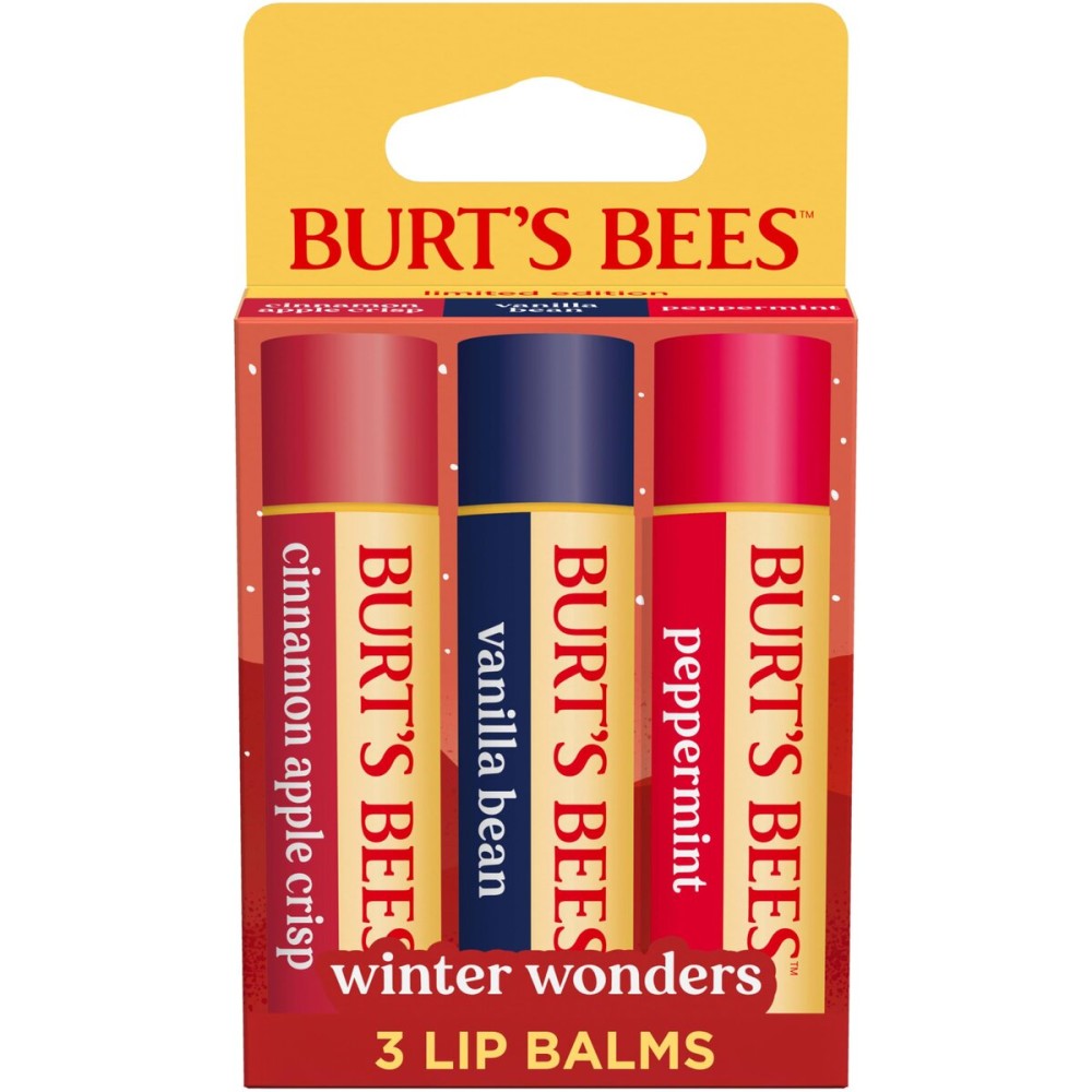 Burt\'s Bees Stocking Stuffers, Winter Wonders Lip Balm Set for Christmas Gifts, With Responsibily Sourced Beeswax, Natural Origin Lip Care, 3 Tubes, 0.15 oz.