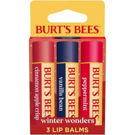 Burt\'s Bees Stocking Stuffers, Winter Wonders Lip Balm Set for Christmas Gifts, With Responsibily Sourced Beeswax, Natural Origin Lip Care, 3 Tubes, 0.15 oz.