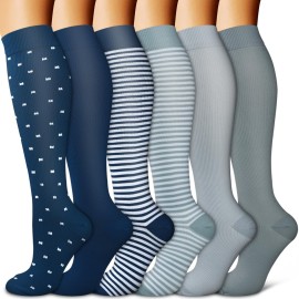 Copper Compression Socks for Women & Men (6 pairs) - Best Support for Nurses, Running, Hiking, Recovery