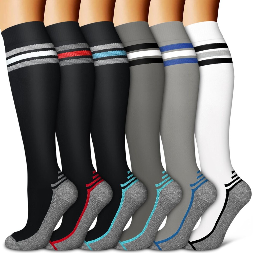 Copper Compression Socks for Women & Men (6 pairs) - Best Support for Nurses, Running, Hiking, Recovery