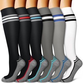 Copper Compression Socks for Women & Men (6 pairs) - Best Support for Nurses, Running, Hiking, Recovery