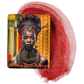 AFRIKI African Net Sponge - Exfoliating Body Scrubber, Black Owned & Rooted in Africa, All Skin Types | 45 in Long (Rust)