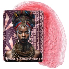 AFRIKI African Net Sponge - Exfoliating Body Scrubber, Black Owned & Rooted in Africa, All Skin Types | 45 in Long (Rose Gold)