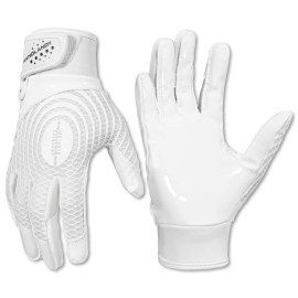 HANDLANDY Football Gloves, Super Grip Men\'s Receiver Gloves Best Gift for Men and Women (Cream White, Adult Medium)