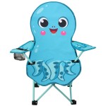 KABOER Kids Blue Octopus Pattern Outdoor Folding Camping Chair with Cup Holder and Carrying Bag for Beach Picnic Camping Travel Lawn