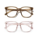 PANNER 2Pack Oversized Blue Light Blocking Glasses for Women Men Square Computer Eyeglasses Reduce Eyestrain(Brown+Apricot)