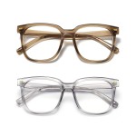 PANNER 2Pack Oversized Blue Light Blocking Glasses for Women Men Square Computer Eyeglasses Reduce Eyestrain(Brown+Grey)