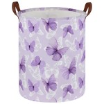 Sanjiaofen Kids Laundry Hamper,Butterfly Laundry Basket Collapsible Girls Storage Baskets for Home Decor,Office,Toy Organizer,(Purple Butterfly