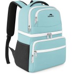 MATEIN Backpack Cooler for Women, 26 Cans Insulated Lunch Cooler Backpack Double Layer Coolers Bag, Leak-Proof Soft Lunch Box Backpacks with Cooler Compartment Beer Gifts for Travel Beach, Cyan