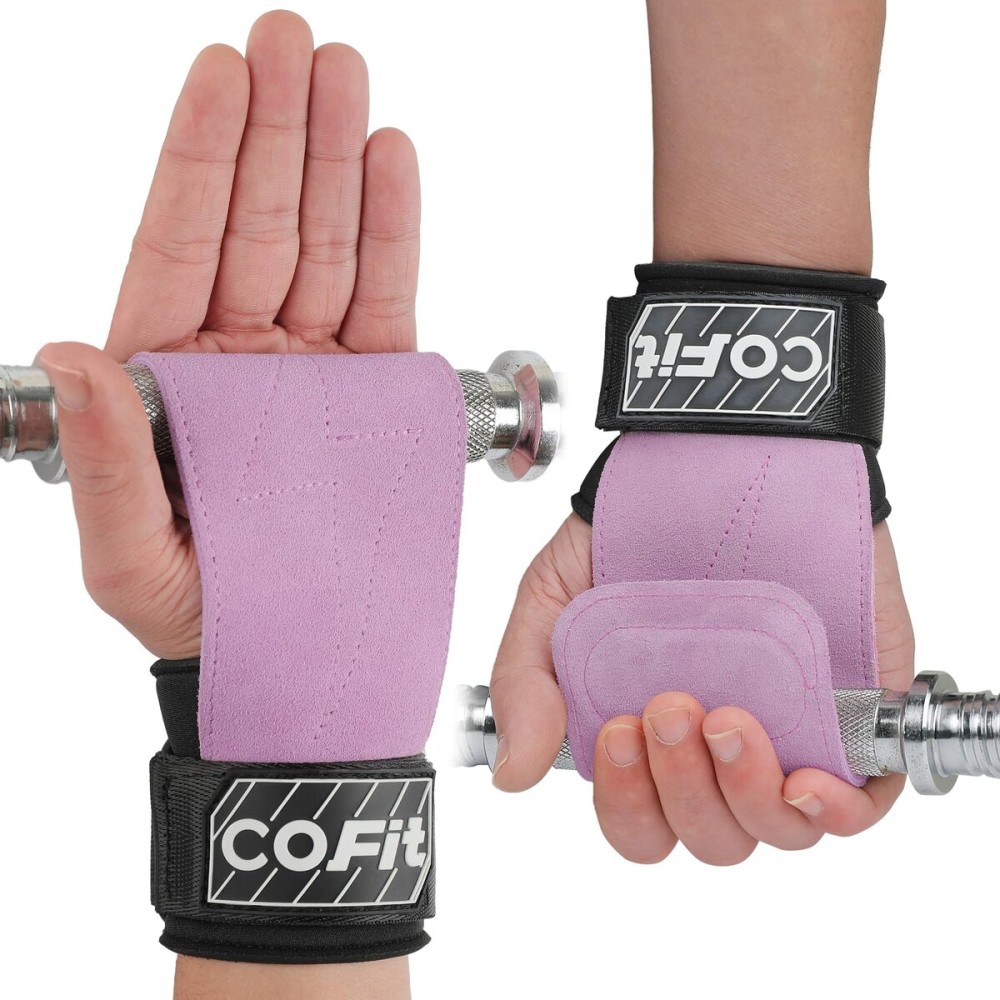 COFIT Wrist Straps for Weightlifting, Workout Wrist Wraps with Dual-Layer Oxford Leather, Enhanced Grip for Optimal Hand and Wrist Protection for Deadlift and Dumbbel - Small size Purple
