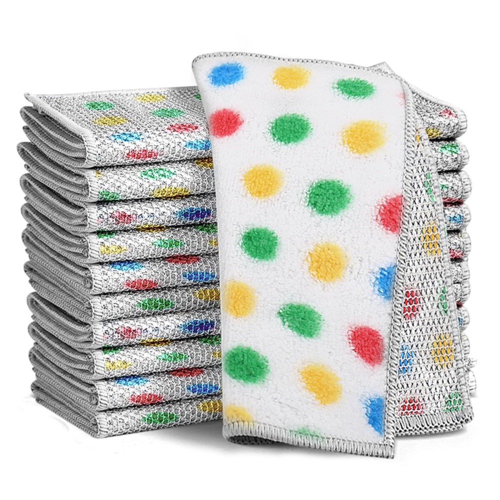 XANGNIER 10 Pcs Non Scratch Wire Dishcloth,2025 New Upgrade Steel Wool Cleaning Cloths for Wet and Dry,Multipurpose Wire Dishwashing Rag,Metal Mesh Miracle Cleaning Cloths for Kitchen,Dishes,Sink