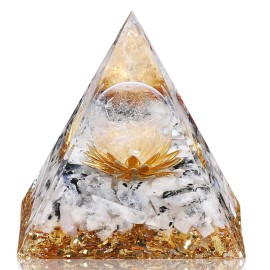 Hopeseed Orgone Pyramid for Positive Energy, Orgonite Rainbow Moonstone&White Crystal Healing Crystals Pyramid for Reduce Stress Chakra Reiki Healing Meditation Cleanses the Mind and Boosts Confidence