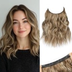 REECHO Invisible Wire Hair Extensions with Thinner Softer Lace Weft (Dark Ash Brown with Highlights, 12 Inch (Pack of 1))