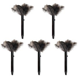 iHUFeather Retractable Ostrich Feather Duster for Cleaning, 15 Inch Fluffy and Natural Feather Duster with Retractable Handle Reusable Eco-Friendly Handheld Cleaning Supplies(5PCS)
