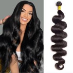 12A Human Hair Bundles Body Wave One Bundle 100% Unprocessed Brazilian Virgin Hair Bundles Double Weft Weave Body Wave Human Hair Natural Black Color (one bundle, 34)
