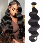 12A Human Hair Bundles Body Wave One Bundle 100% Unprocessed Brazilian Virgin Hair Bundles Double Weft Weave Body Wave Human Hair Natural Black Color (one bundle, 20)