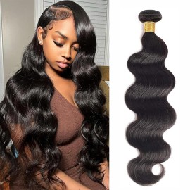 12A Human Hair Bundles Body Wave One Bundle 100% Unprocessed Brazilian Virgin Hair Bundles Double Weft Weave Body Wave Human Hair Natural Black Color (one bundle, 20)