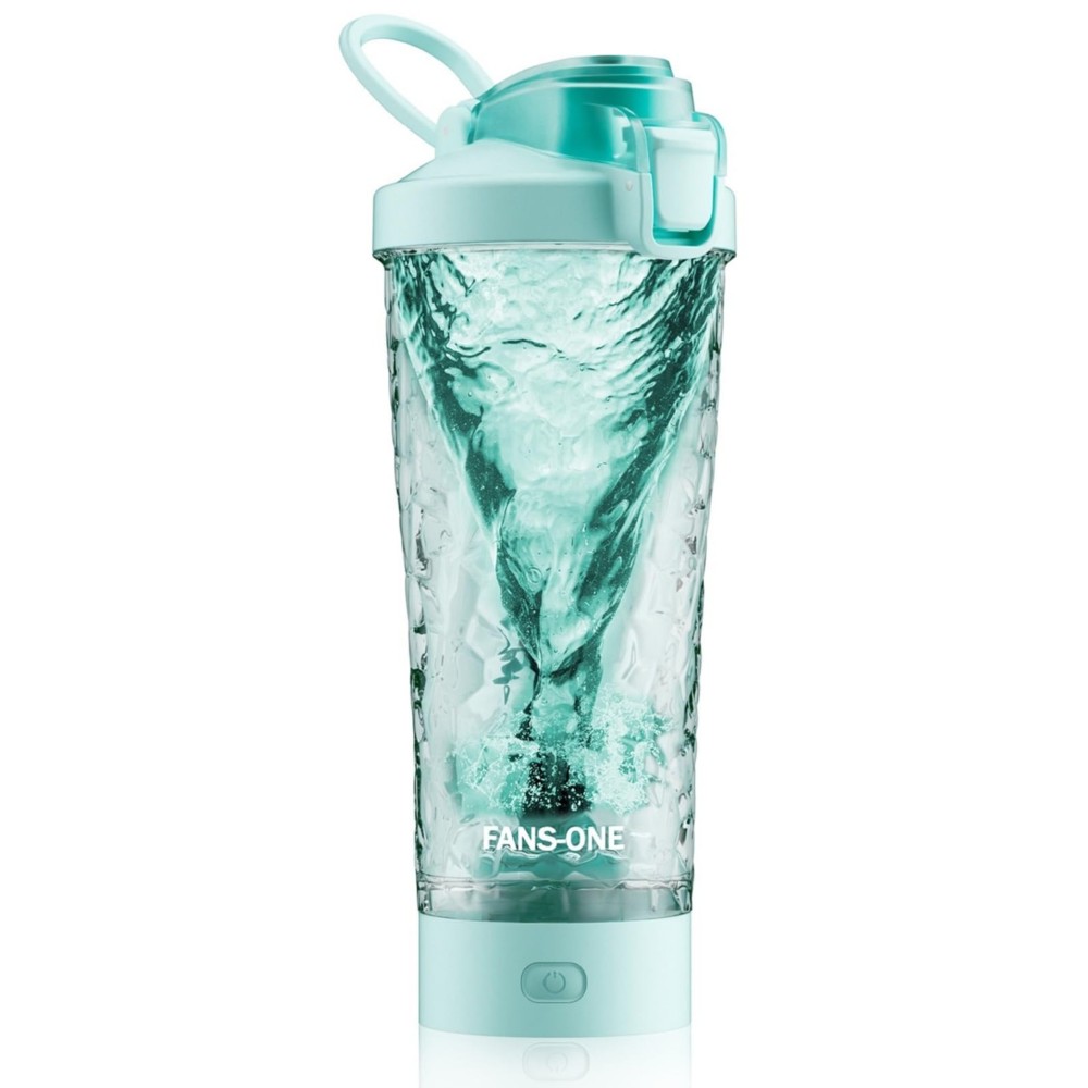 FANS-ONE Electric Shaker Bottle, 24oz Lockable Blender Cup Electric Protein Shaker Bottles, Tritan USB C Rechargeable Mixer, Portable Shaker Cups for Protein Shakes for Men Women, Water Blue