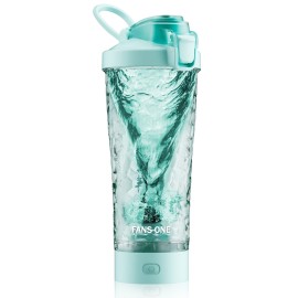 FANS-ONE Electric Shaker Bottle, 24oz Lockable Blender Cup Electric Protein Shaker Bottles, Tritan USB C Rechargeable Mixer, Portable Shaker Cups for Protein Shakes for Men Women, Water Blue
