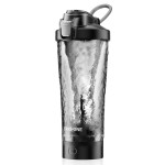 FANS-ONE Electric Shaker Bottle, 24oz Lockable Blender Cup Electric Protein Shaker Bottles, Tritan USB C Rechargeable Mixer, Portable Shaker Cups for Protein Shakes for Men Women, Black and Orange