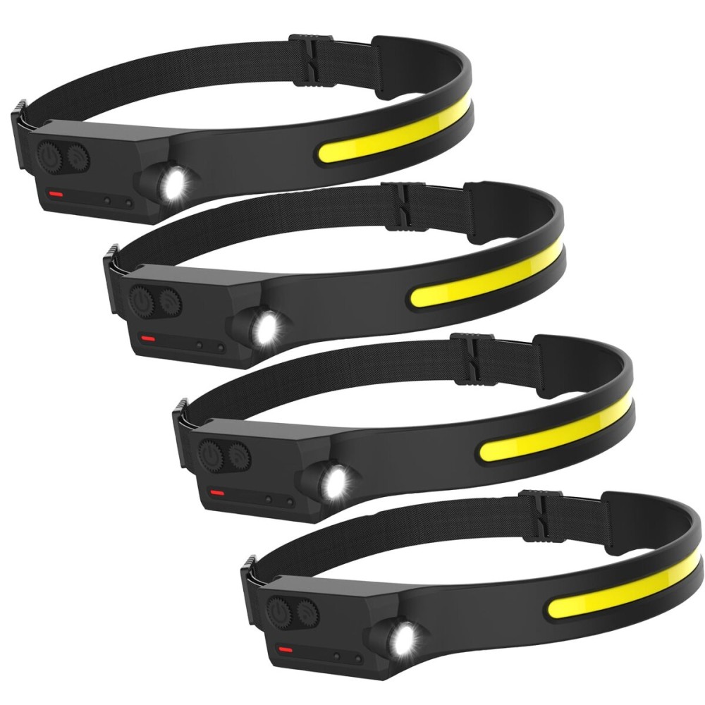 Pristar Rechargeable LED Headlamp with 230 Beam 5 Modes Head Lamp LED with Motion Sensor 350 Lumen Lightweight Head Light Flashlight for Outdoor Camping Hiking Running Travel, Pack of 4 Headlight