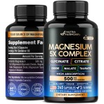 Magnesium Supplement - 5 in 1 Complex 500 mg | Glycinate | Citrate | Malate | Taurate | Oxide - Made in USA - Stress, Muscle & Heart Support - Vegan, Natural, Non-GMO - 240 Capsules