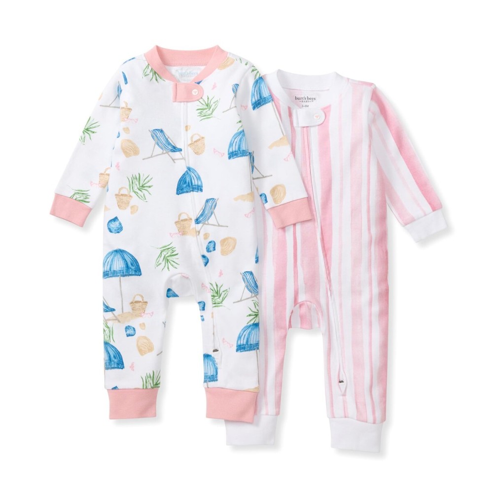Burt\'s Bees Baby Girls Footless One-piece Pajamas, Sleep and Play Loose Fit, 100% Organic Cotton, Sizes NB to 6-9 Months