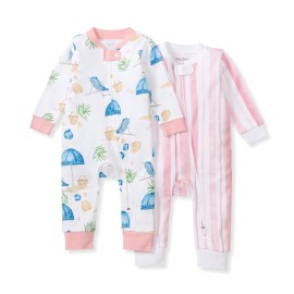 Burt\'s Bees Baby Girls Footless One-piece Pajamas, Sleep and Play Loose Fit, 100% Organic Cotton, Sizes NB to 6-9 Months