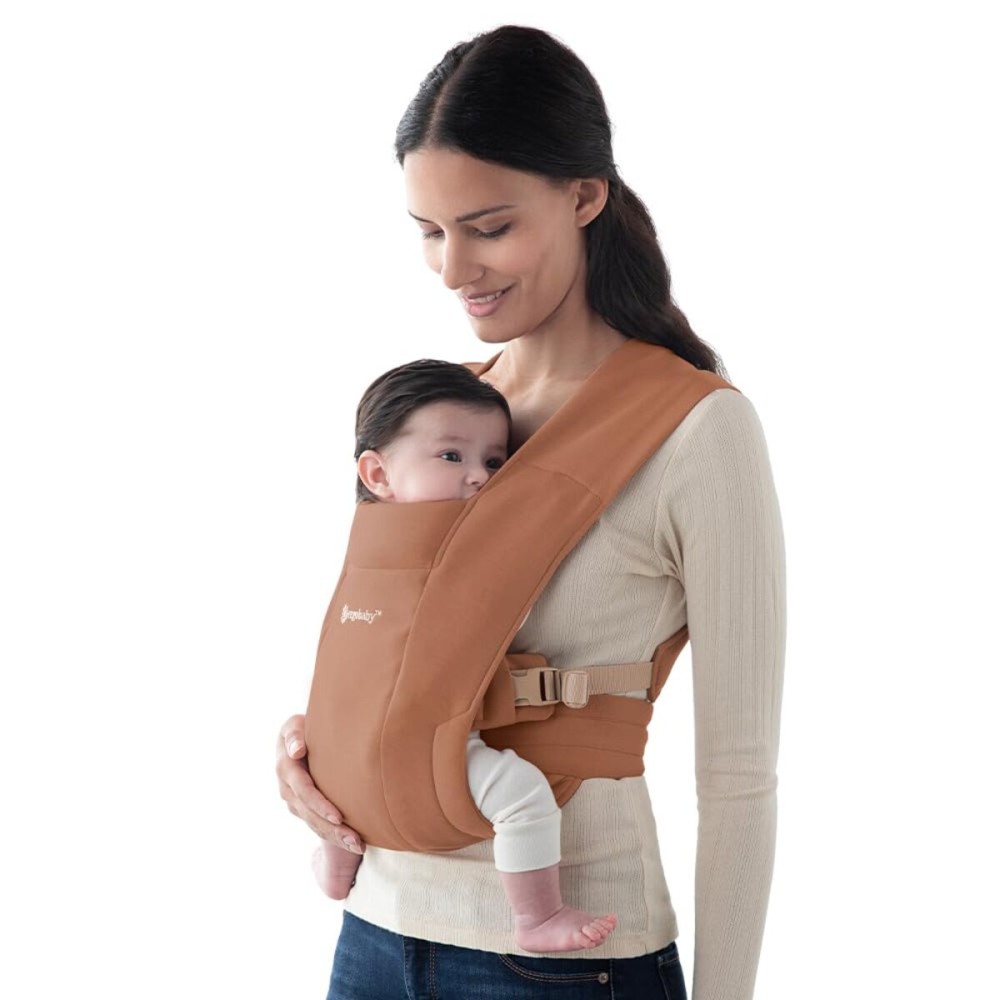 Ergobaby Embrace Baby Carrier Newborn to Toddler - Lightweight Ergonomic Baby Carriers - Cozy Essentials (7-25 Pounds), Ponte Knit, Canyon Clay