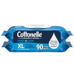 Cottonelle XL Flushable Wet Wipes, Adult Wipes Large, 2 Flip-Top Packs, 45 Wipes Per Pack (90 Total Wipes), Packaging May Vary