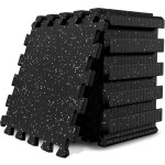 bemaxx Gym Mats Set - 18 pcs Rubber Top + EVA Interlocking Foam Floor Tiles (12.6x12.6x0.4) 18sqft Protective Gym Flooring Sports Home Workout Exercise Mat Puzzle Fitness Garage Play Pool Treadmill